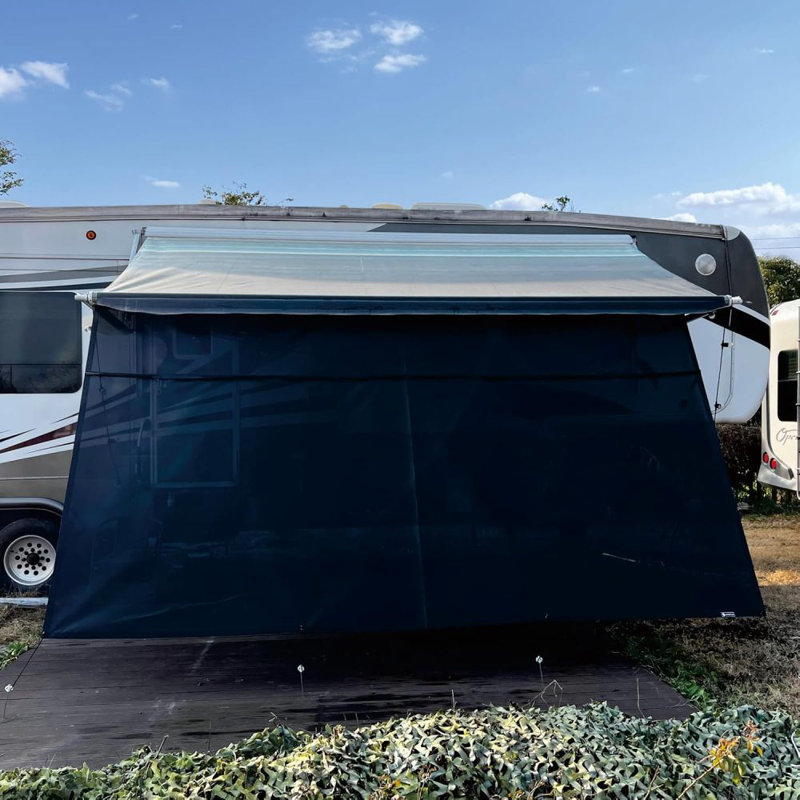 Dulepax RV Awning Shade Screen 8'X20'3'' Beige Mesh RV Awning Screen Improves Shadow And Privacy, Universal Trailer Camper Awning Shade Screen UV Blocker